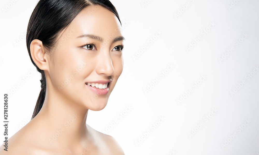 Beautiful Young Asian Woman with Clean Fresh Skin, Beautiful Young Asian Woman with Clean Fresh Skin,