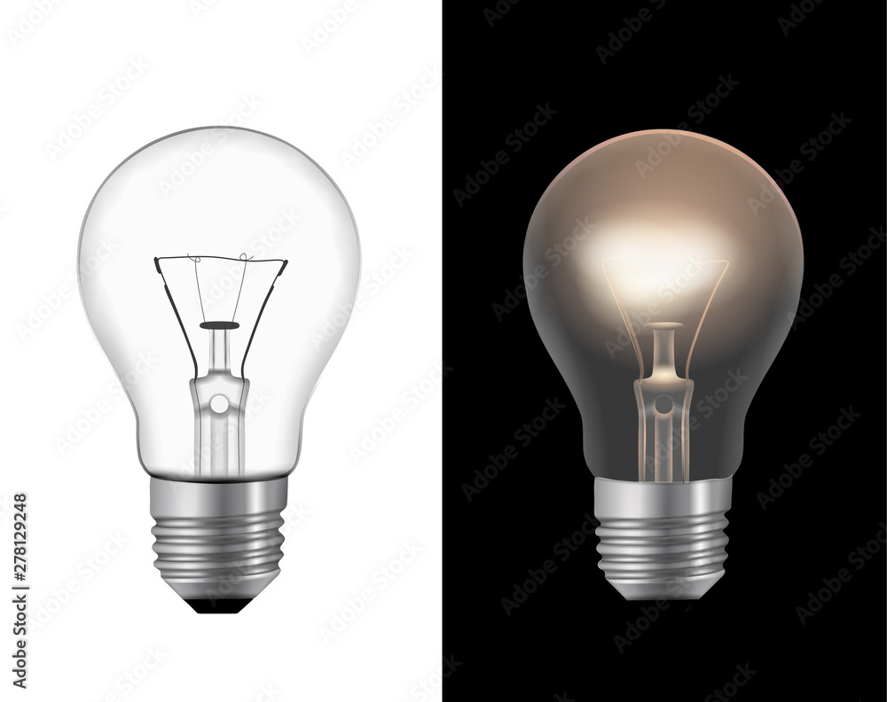 light bulb on and off realistic illustration vector light bulb on and off realistic illustration vector