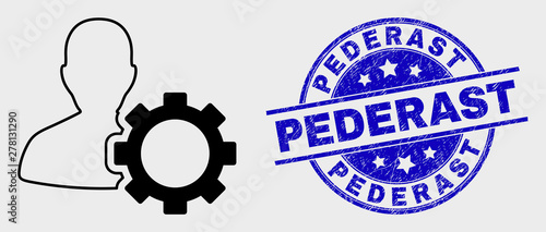 Foto Vector stroke user options gear icon and Pederast seal stamp