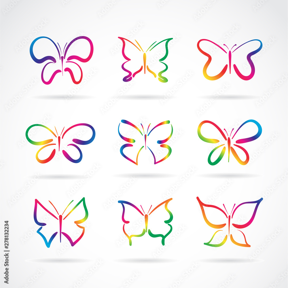 Vector group of hand drawn butterflies on white background. Butterfly icon. Insect. Animal. Easy editable layered vector illustration. Vector group of hand drawn butterflies on white background. Butterfly icon. Insect. Animal. Easy editable layered vector illustration.