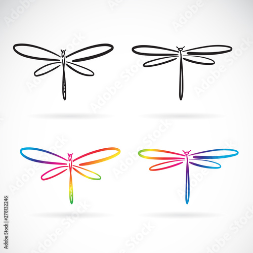 Vector of hand drawn doodle style dragonfly isolated on white background. Animal. Insect. Easy editable layered vector illustration.
