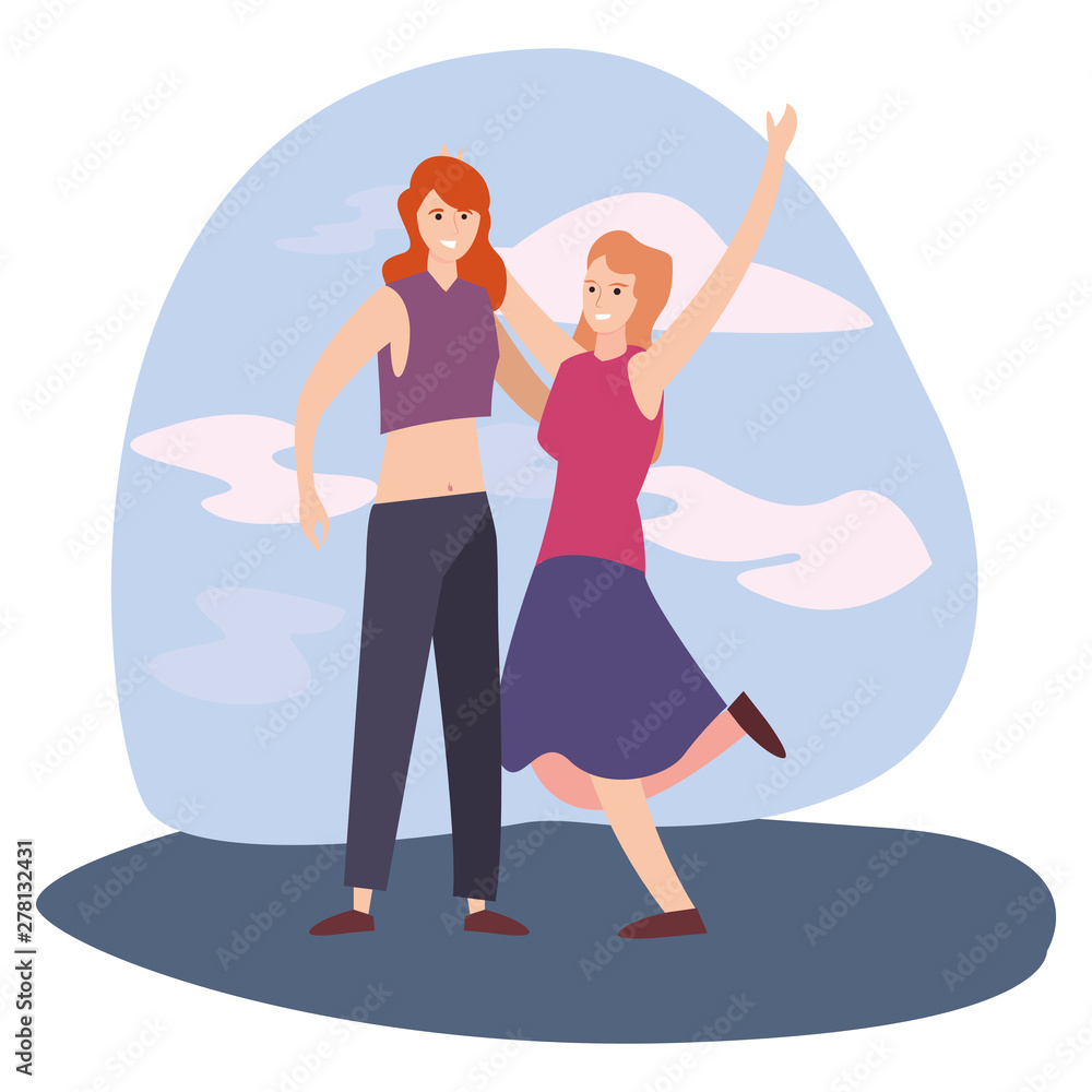 women happy young people characters women happy young people characters
