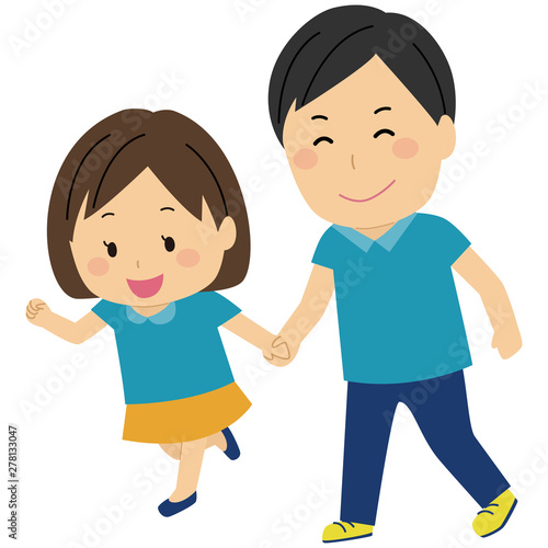 おでかけする家族