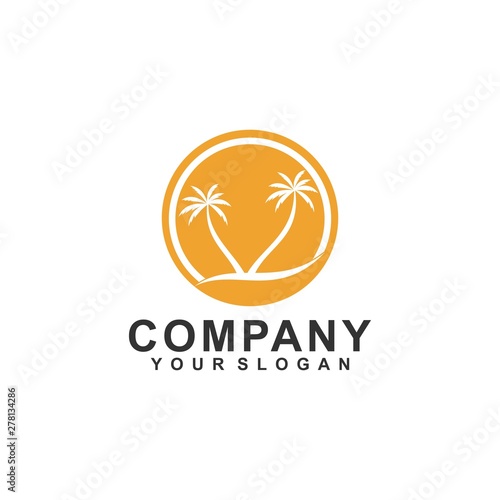 summer tree palm logo icon vector template