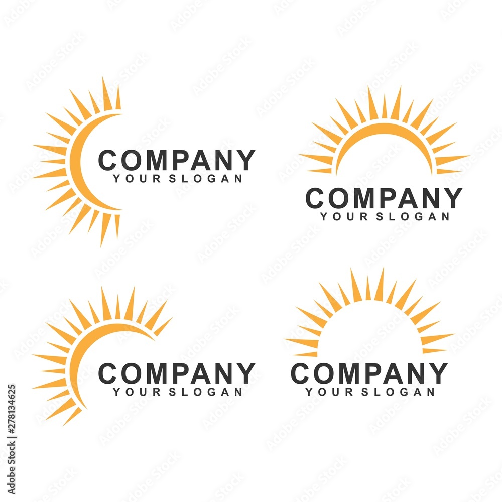 Fototapeta premium sun logo template design vector, rise, yellow