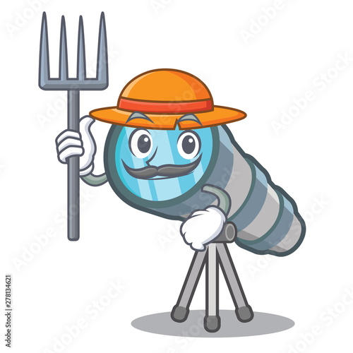 Farmer telescope isolated with in the mascot