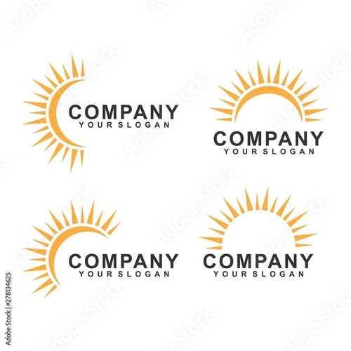 sun logo template design vector, rise, yellow