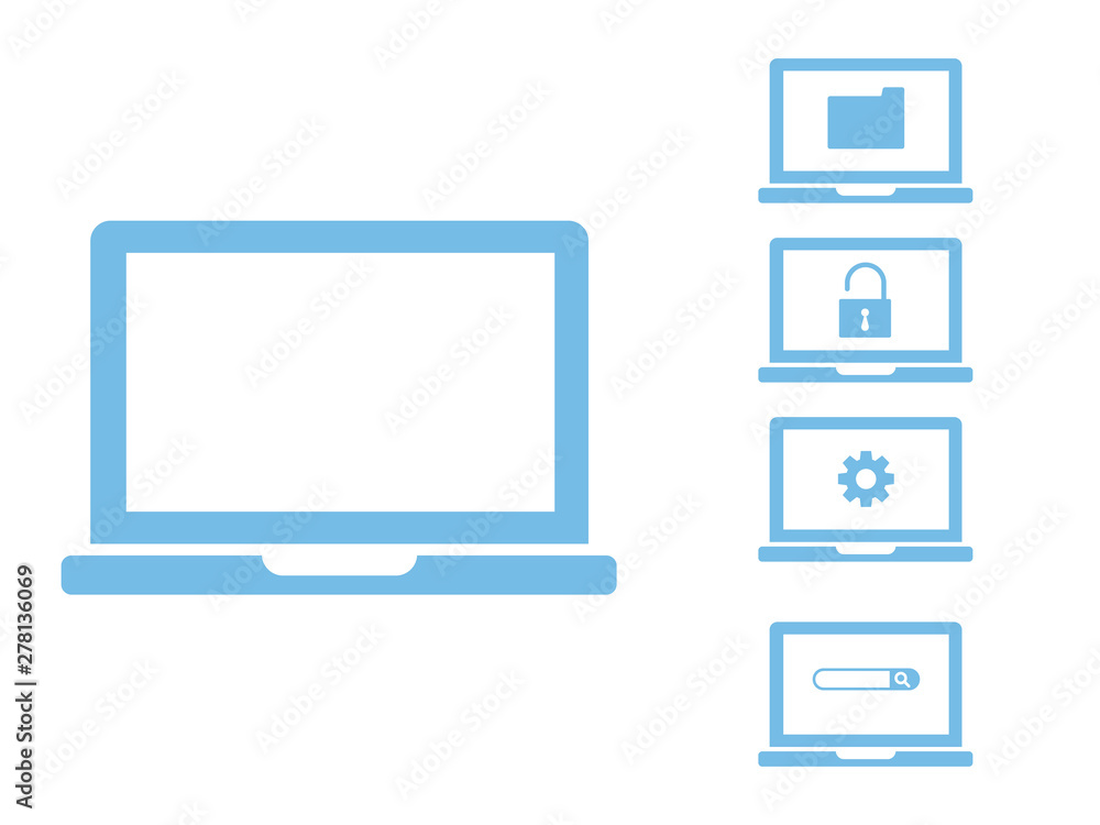 simple laptop with data processing icons simple laptop with data processing icons