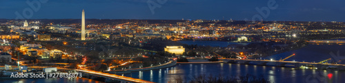 Panorama Top view scene of Washington DC down town which can see United states Capitol, washington monument, lincoln memorial and thomas jefferson memorial, history and culture for travel concept photo