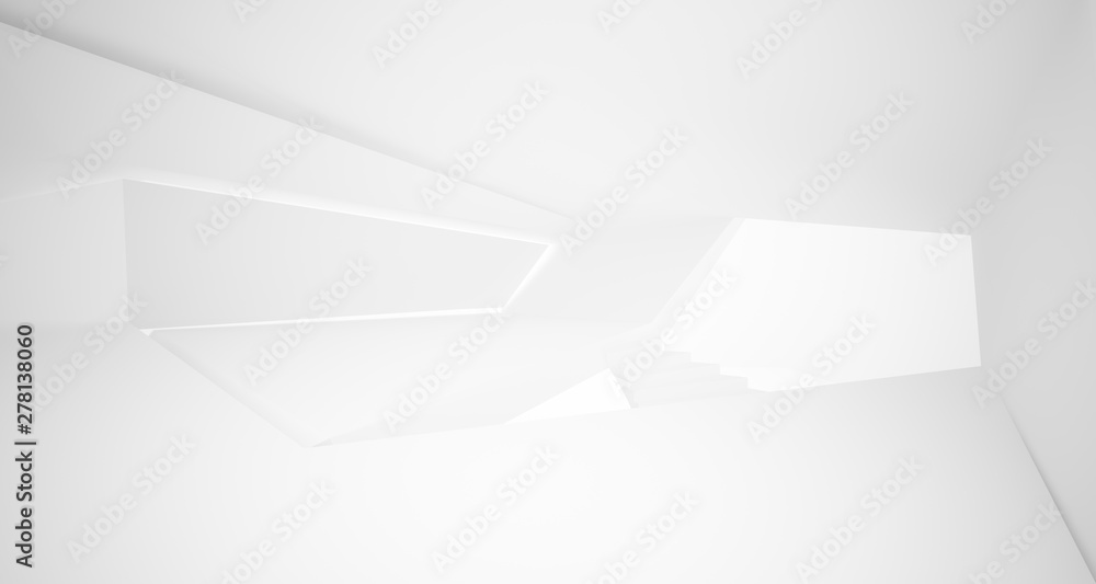 Abstract white minimalistic architectural interior with window. 3D illustration and rendering. Abstract white minimalistic architectural interior with window. 3D illustration and rendering.