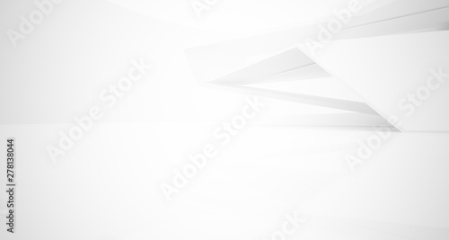 Abstract white minimalistic architectural interior with window. 3D illustration and rendering.