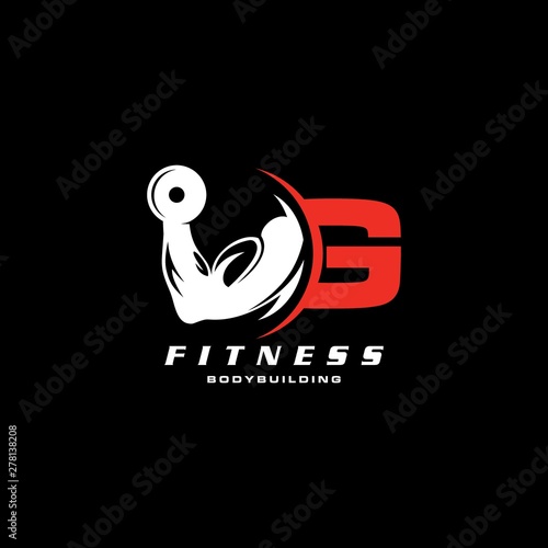 Letter G Logo With barbell. Fitness Gym logo. Love fitness logo template. fitness vector logo design for gym and fitness.