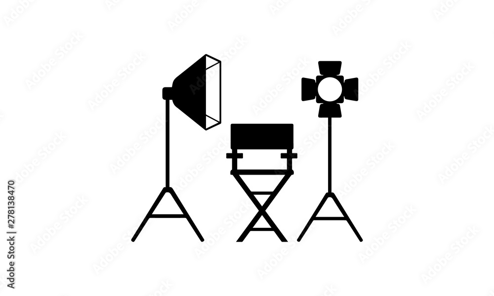 Obraz premium Cinema director light icon for film production and media concepts