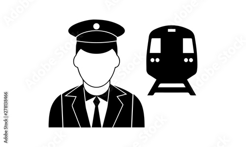 Train conductor icon for transportation and railway operation concepts