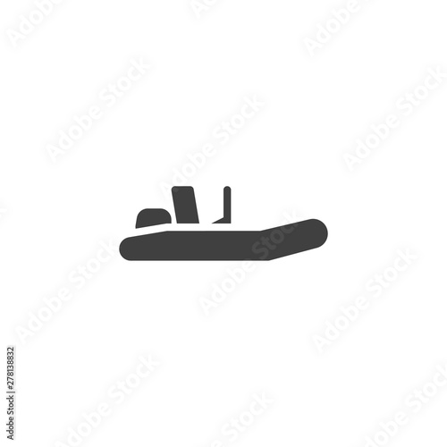 Fishing boat vector icon. Rubber boat filled flat sign for mobile concept and web design. Inflatable motorboat glyph icon. Symbol, logo illustration. Vector graphics