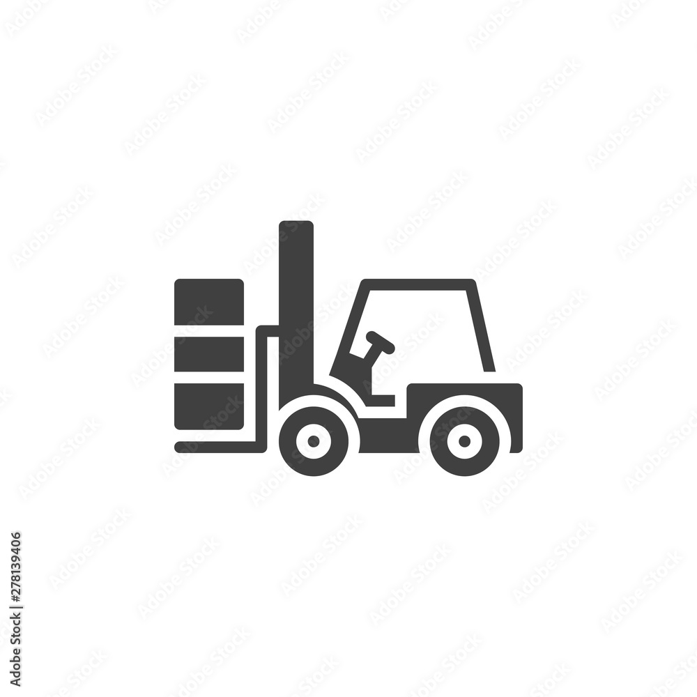 Forklift truck vector icon. Lifting machine filled flat sign for mobile concept and web design. Loader, forklift glyph icon. Symbol, logo illustration. Vector graphics