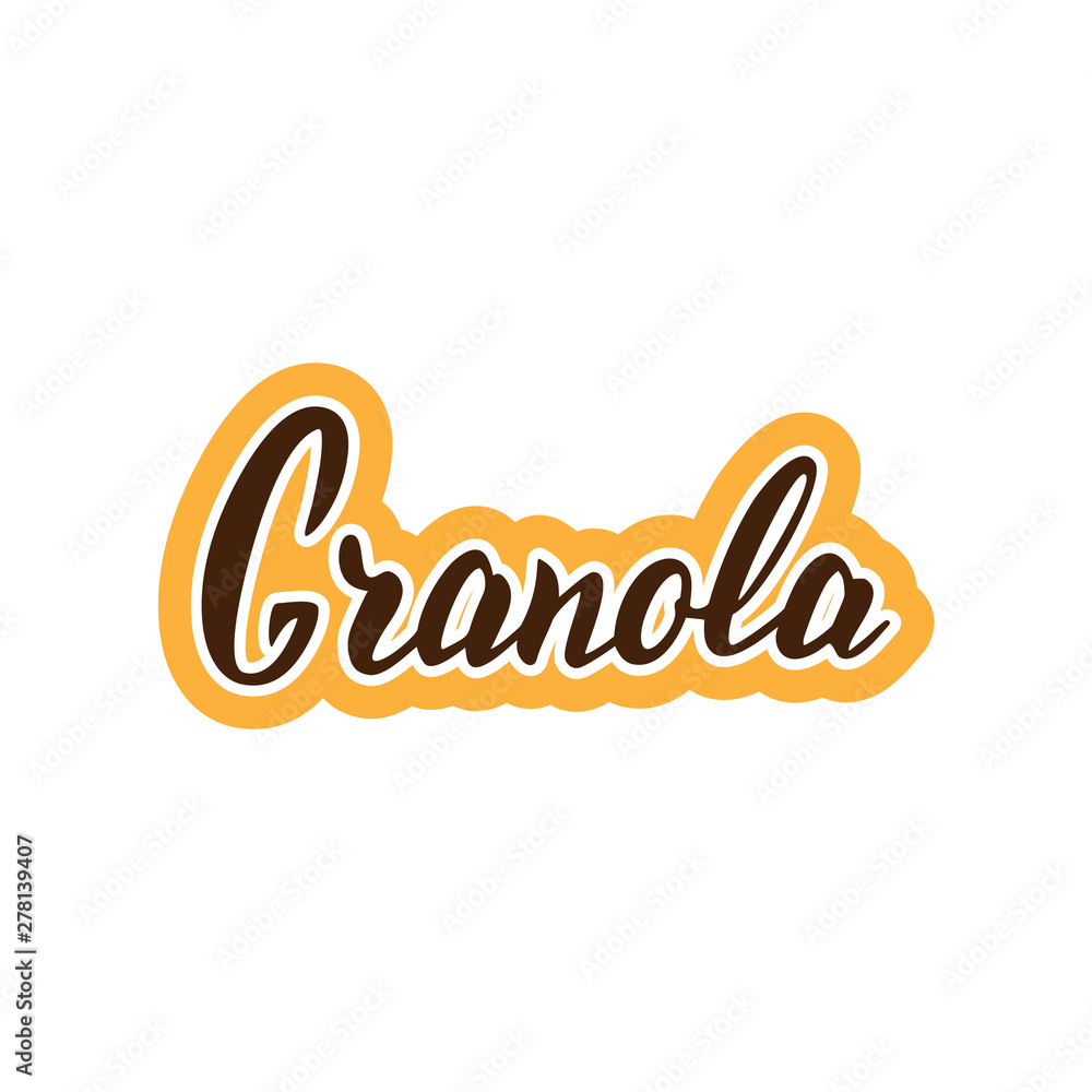 Granola typography logo design. Trendy lettering style text. Logotype for package, sticker, label. Vector eps 10. Granola typography logo design. Trendy lettering style text. Logotype for package, sticker, label. Vector eps 10.