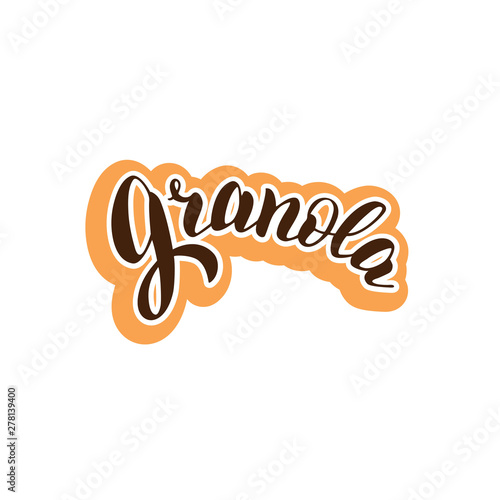 Granola typography logo design. Trendy lettering style text. Logotype for package, sticker, label. Vector eps 10.