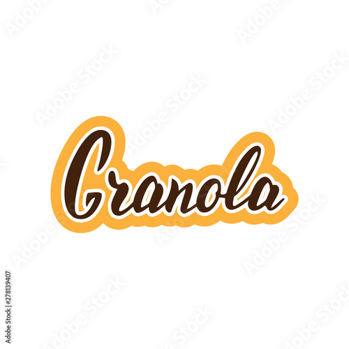 Granola typography logo design. Trendy lettering style text. Logotype for package, sticker, label. Vector eps 10.