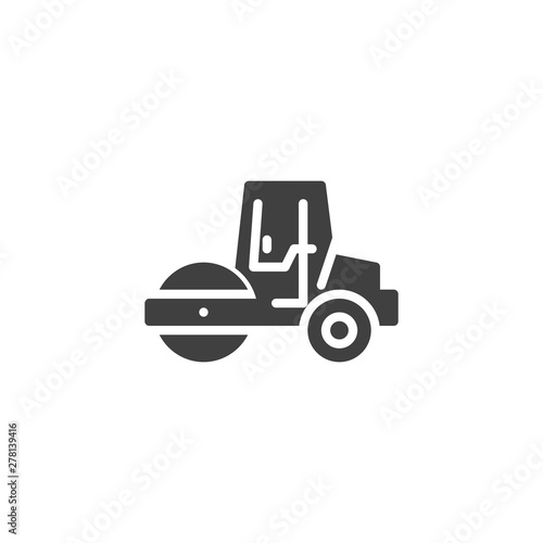Road roller vector icon. filled flat sign for mobile concept and web design. Asphalt Paver glyph icon. Symbol, logo illustration. Vector graphics
