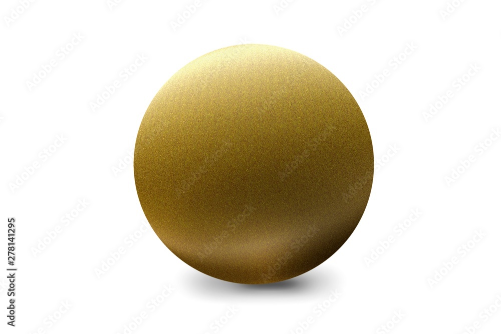 Light shining on gold metal ball isolated on white background Light shining on gold metal ball isolated on white background