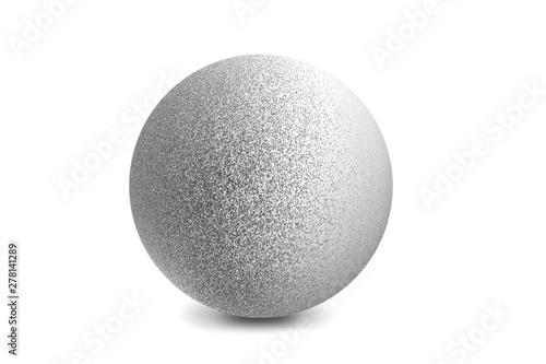 Light shining on silver metal ball isolated on white background