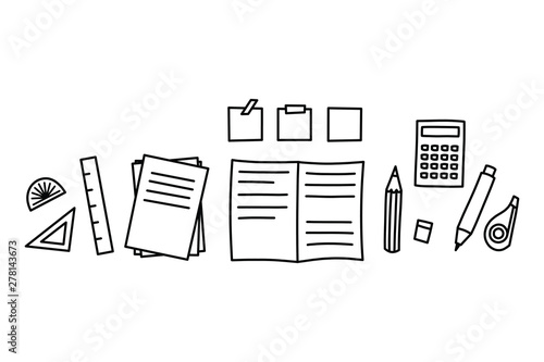 Canvas Print Doodle art of stationery set