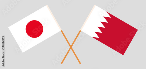 Bahrain and Japan. Crossed Bahraini and Japanese flags