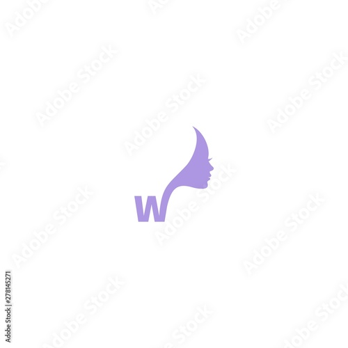 Woman face silhouette with letter W logo icon