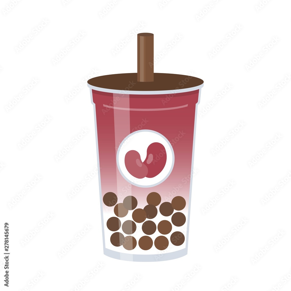 Red bean Bubble tea, Pearl milk tea vector illustration Red bean Bubble tea, Pearl milk tea vector illustration
