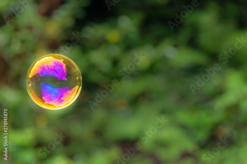 single soap bubble floating