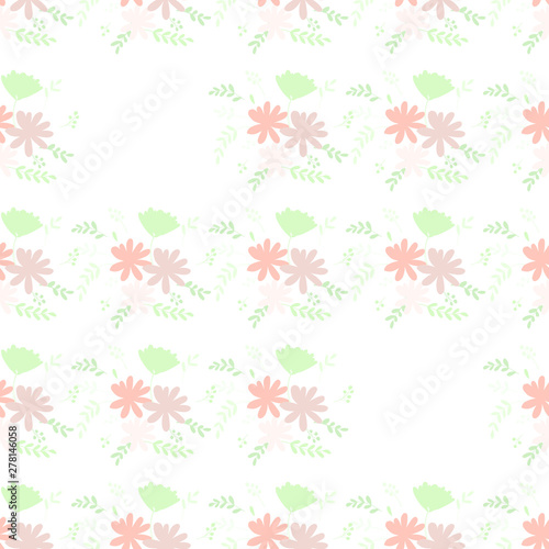 Trendy delicate pastel simple flowers, great design for any purposes. Simple modern style. Floral pattern. Elegant decorative background. Floral vector illustration.