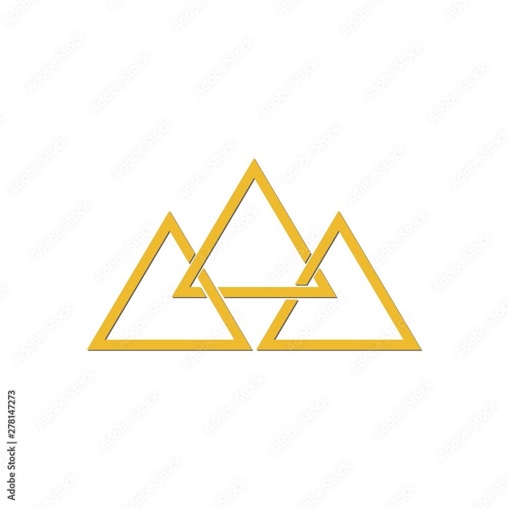 Linked triangles geometric abstract logo, illustration