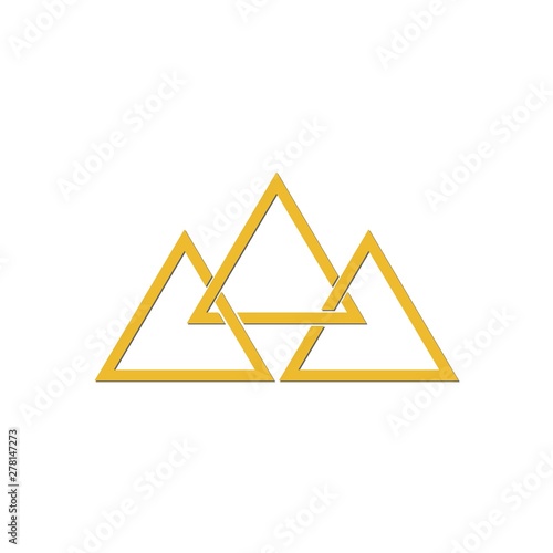 Linked triangles geometric abstract logo, illustration