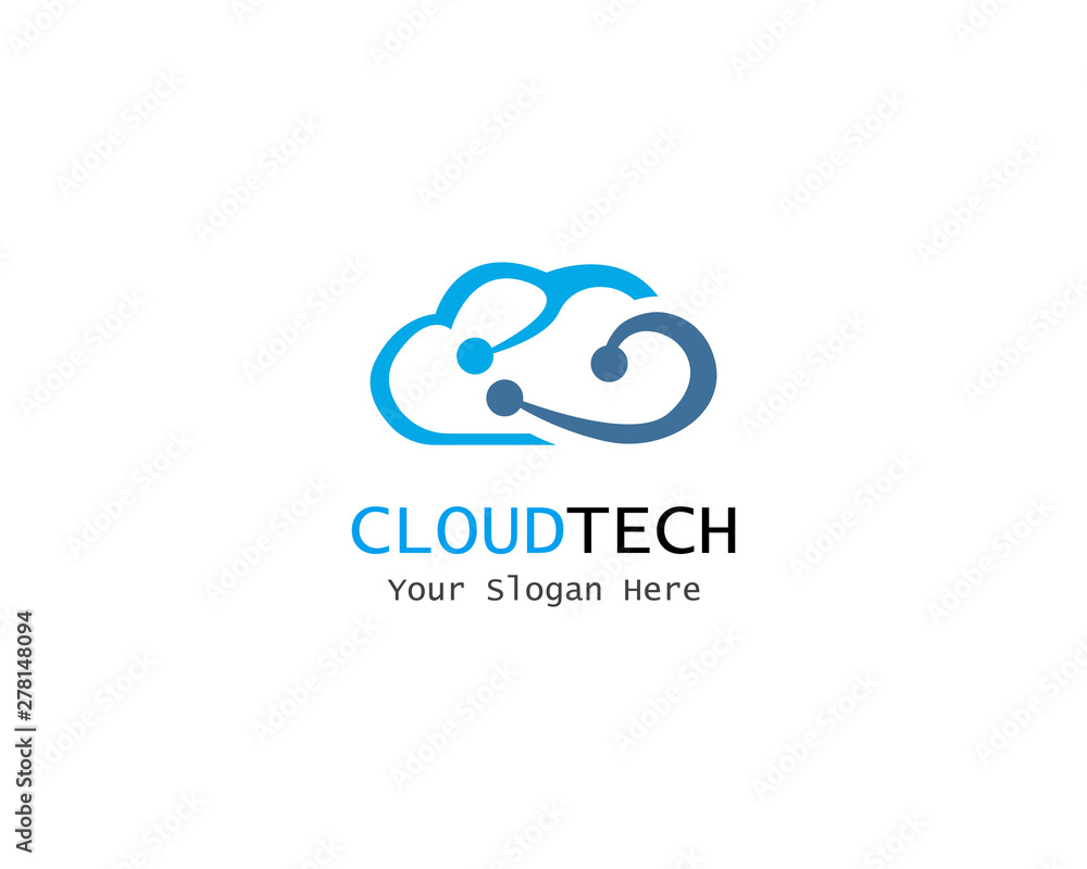 Cloud Digital technology line logo template vector Cloud Digital technology line logo template vector