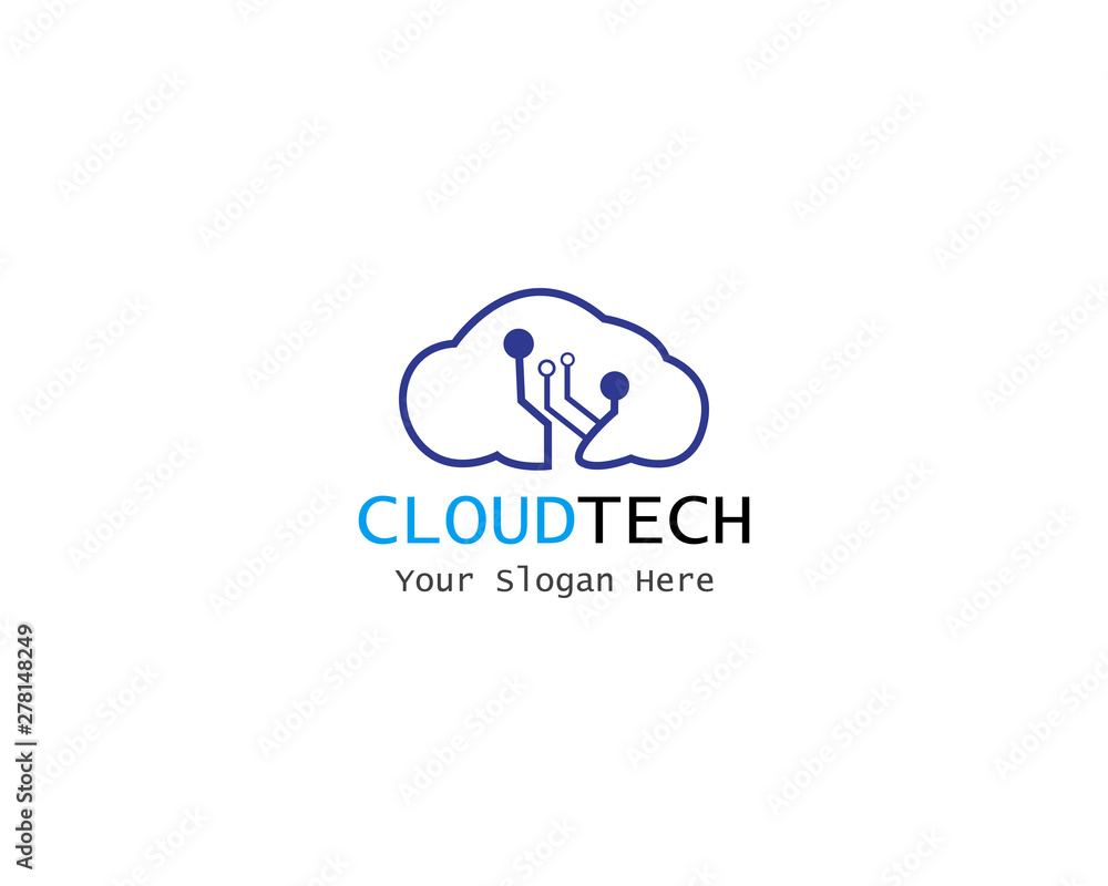Cloud Digital technology line logo template vector Cloud Digital technology line logo template vector