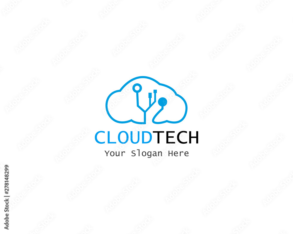 Cloud Digital technology line logo template vector Cloud Digital technology line logo template vector