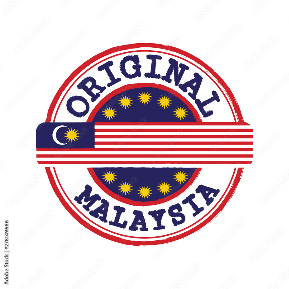 Vector Stamp for Original logo with text Malaysia and Tying in the middle with nation Flag. Vector Stamp for Original logo with text Malaysia and Tying in the middle with nation Flag.