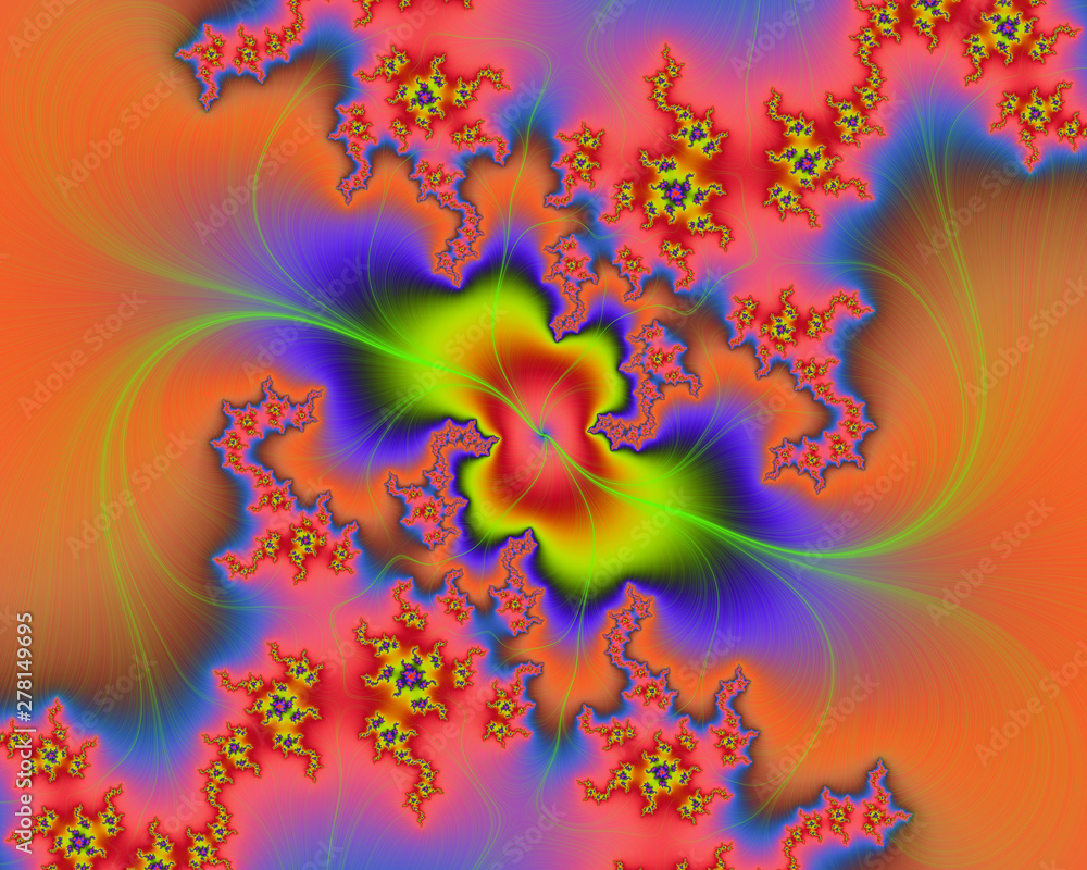 Colorful vivid rainbow fractal, flower design and shades Colorful vivid rainbow fractal, flower design and shades
