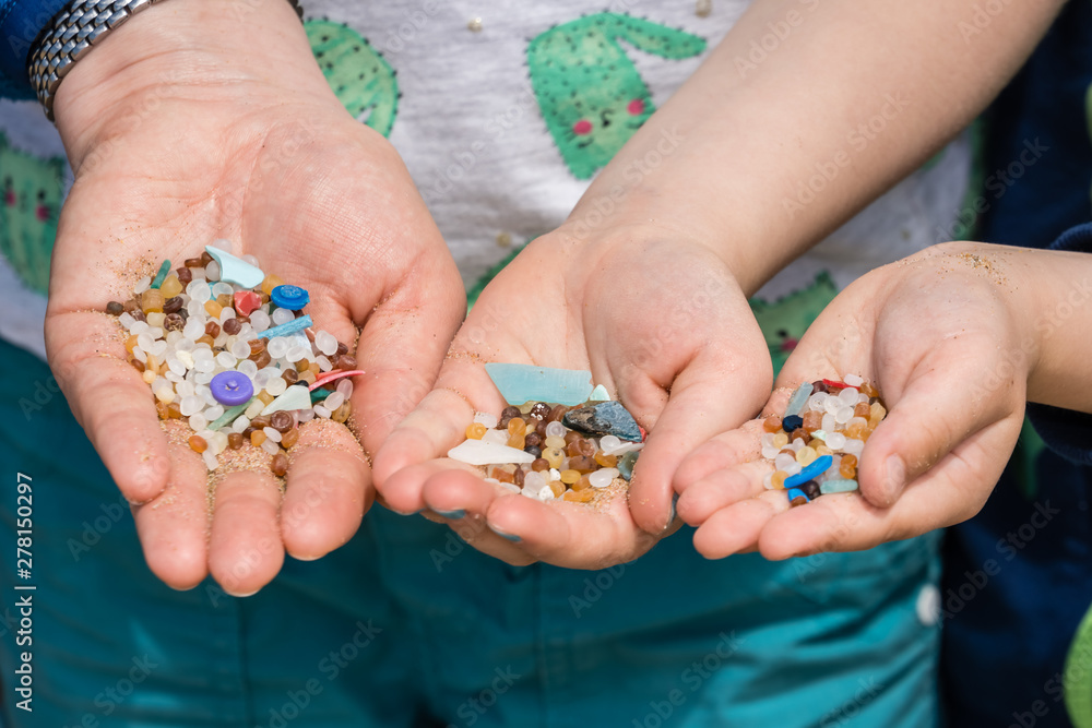 Tiny harmful plastic microbeads collected on the beach