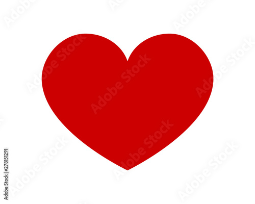Red shape love heart icon vector isolated on white background.