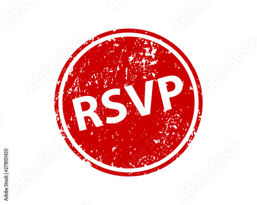 Please respond stamp vector texture. RSVP rubber cliche imprint. Web or print design element for sign, sticker, label.