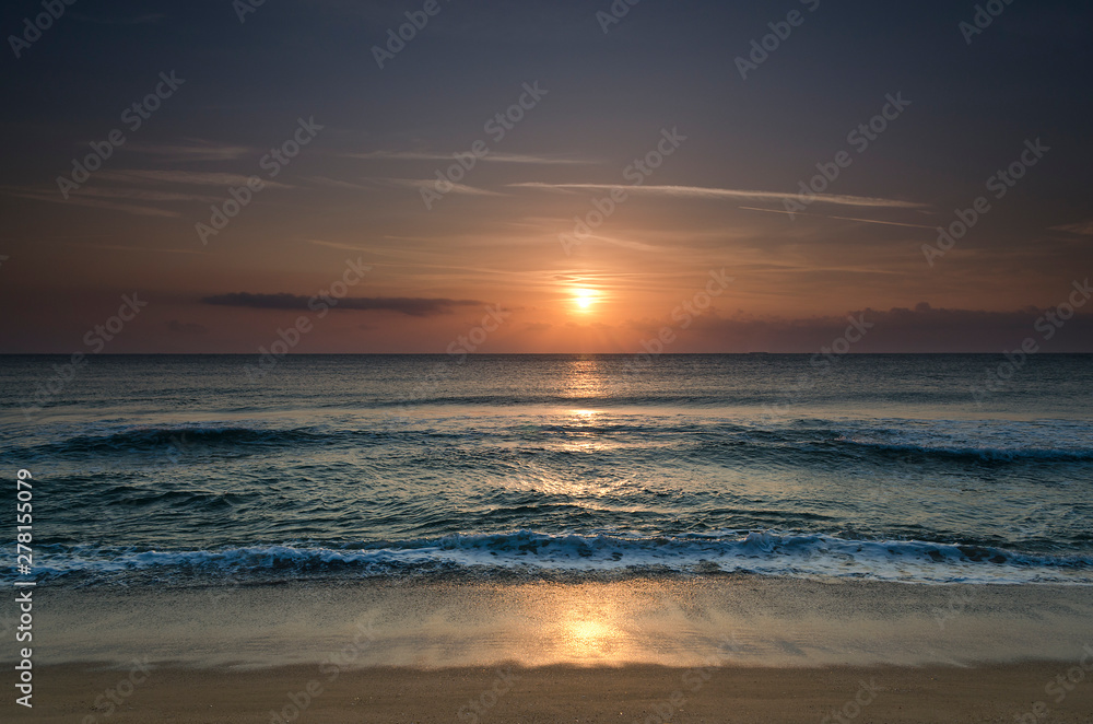 Sunrise on the beach in Obzor resort in Bulgaria, Europe