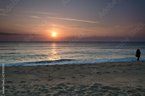 Fototapeta Naklejka Na Ścianę i Meble -  Sunrise on the beach in Obzor resort in Bulgaria, Europe