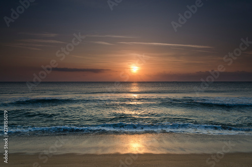Sunrise on the beach in Obzor resort in Bulgaria  Europe