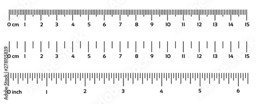 Marking rulers on a white background centimeters and inches