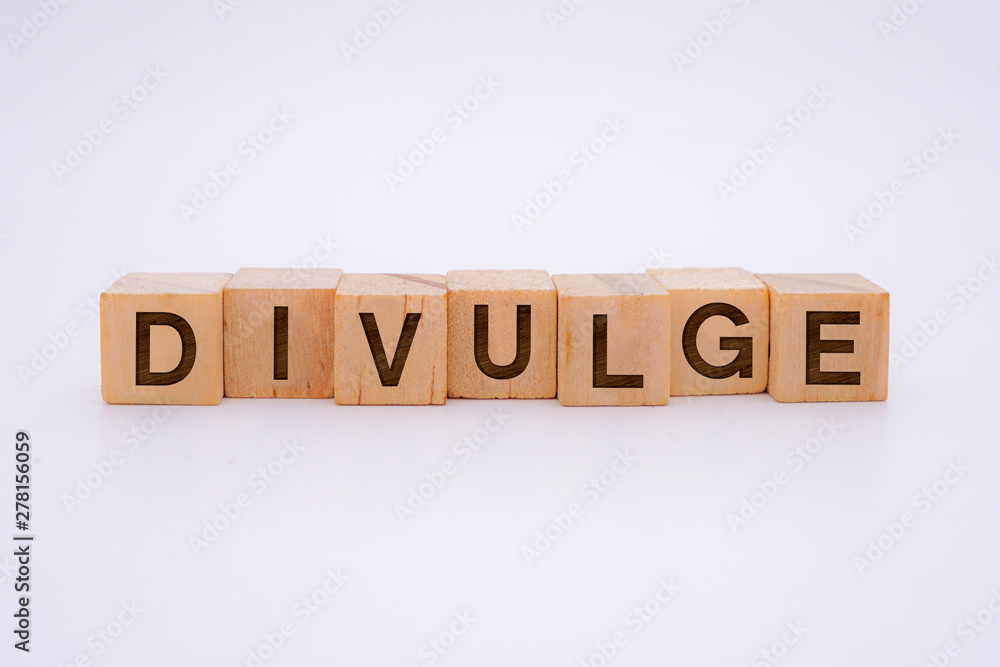 Divulge Word Written In Wooden Cube With White Background Concept Divulge Word Written In Wooden Cube With White Background Concept