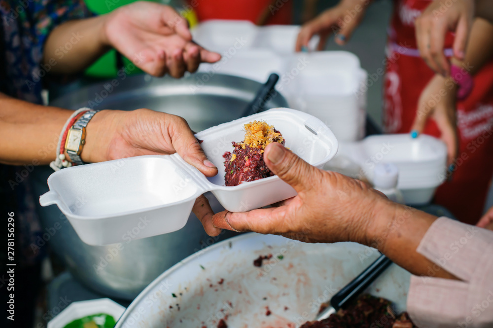 Food sharing in human societies can help homeless people : concept Sharing Food With Homeless