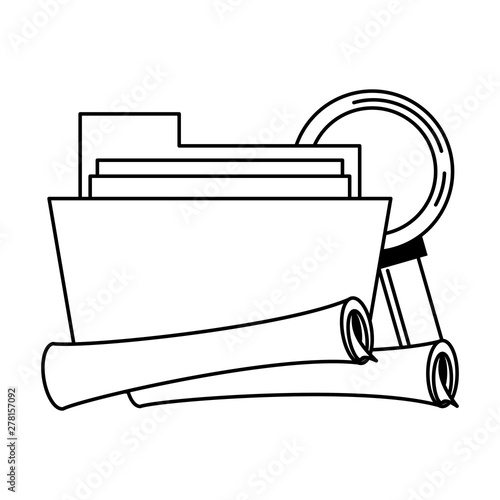 documents files system archives cartoon in black and white