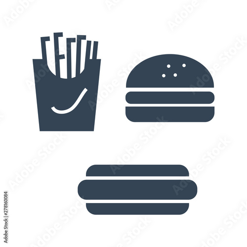 black icon fast food, hot dog, sandwich